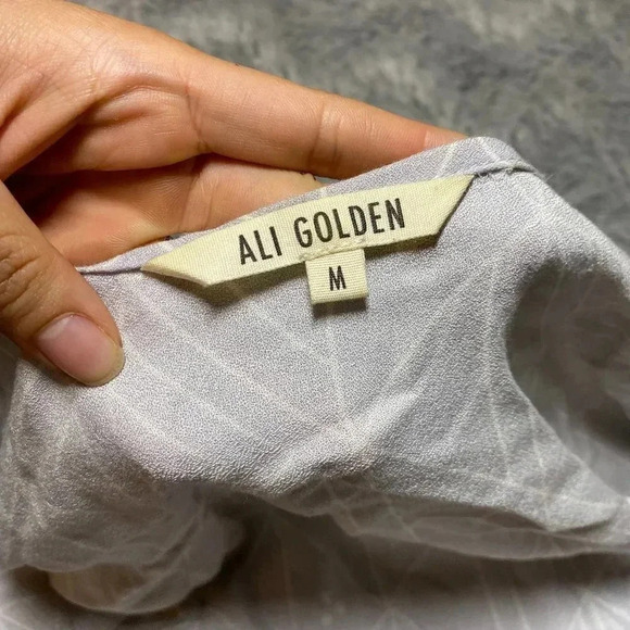 Ali Golden Gray White Wrap Dress Midi Geometric Print Medium - Picture 4 of 5